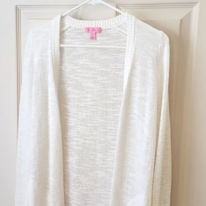 Lilly Pulitzer, Cardigan Sweater  Light Weight,Open Front, TASSELS AROUND BOTTOM